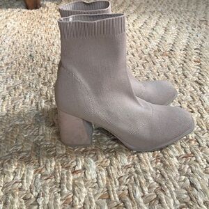 Altar’d State sock boots, suede block heel, 7.5, comfy.